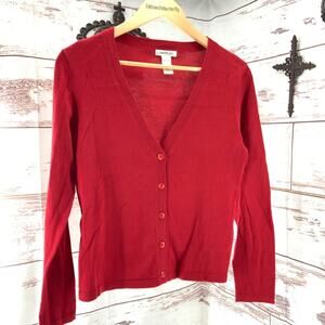 Y2K Noir Glam Core Harold's Cotton Crimson  Red V-Neck Cardigan Sweater  M